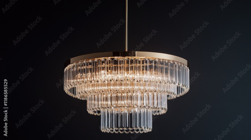 Poster elegant vintage chandelier with crystal drops illuminating a modern space against a dark backdrop sh