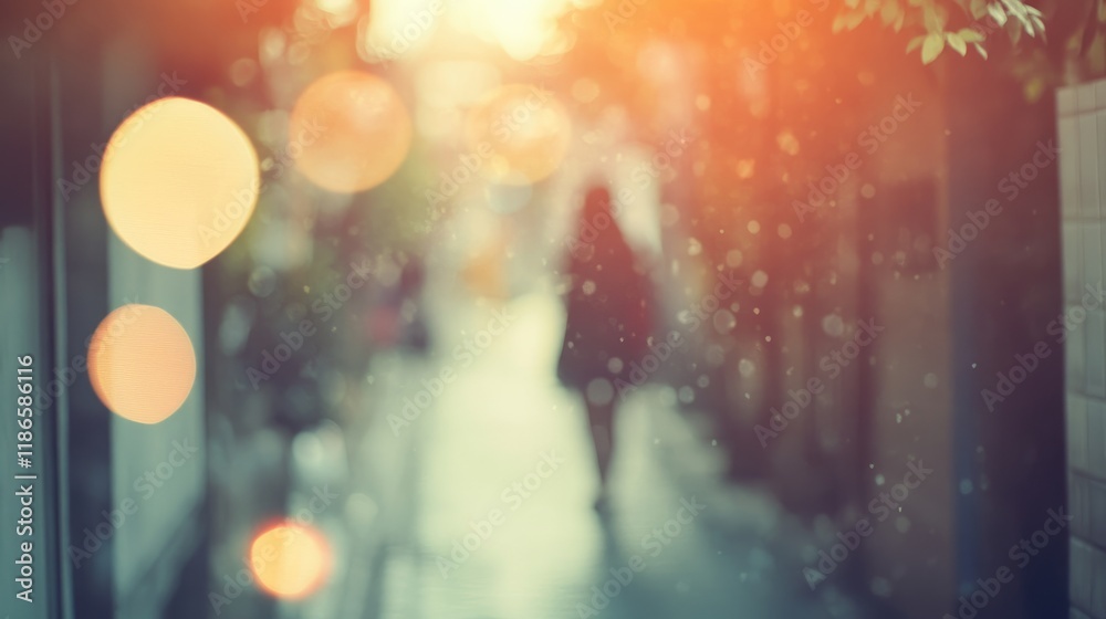 Aufkleber vintage blurred street festival image with bokeh effect creating a warm atmosphere for background and decorative use