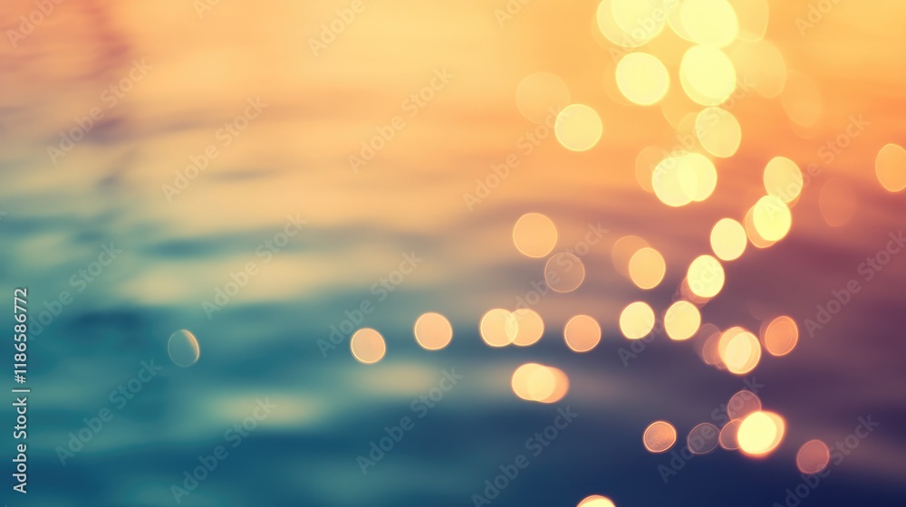 Aufkleber Abstract bokeh lighting on water surface creating a vintage swimming pool background with soft tones and tranquil ambiance