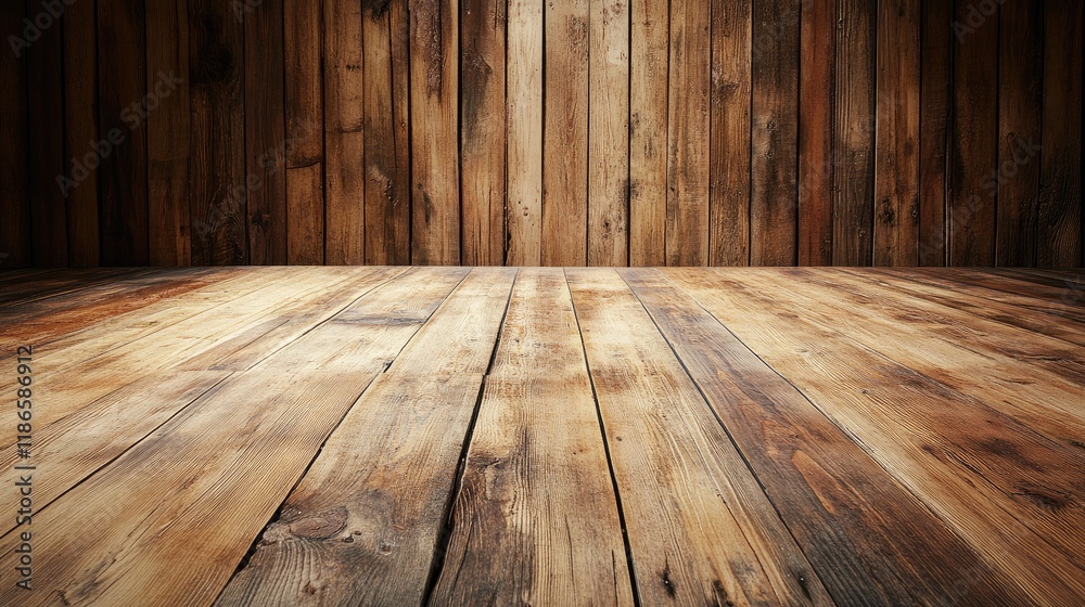Poster Rustic Wooden Background with Warm Tones for Textures and Design Elements in Photography and Graphic Projects