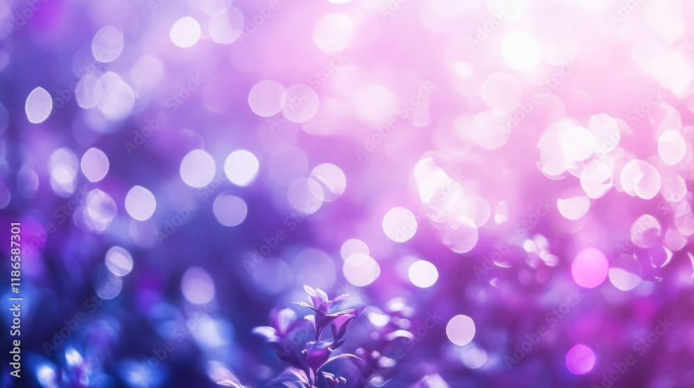 Poster vibrant violet and white bokeh background created by soft forest lighting and natural foliage textur