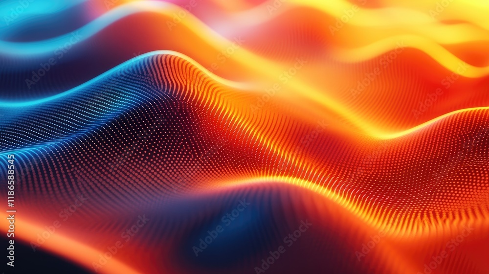 Poster abstract flowing waves of colorful light patterns in dynamic gradients