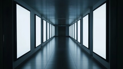Bright hallway with multiple windows, airy architectural design and interior illumination