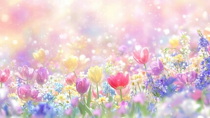 Fototapeta premium Wildflower Landscape with a Natural Backdrop