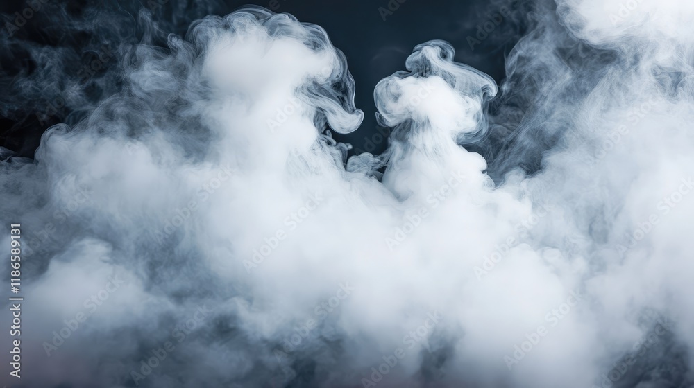 Poster White smoke swirling against a dark background creating an atmospheric and abstract texture for creative projects and design applications