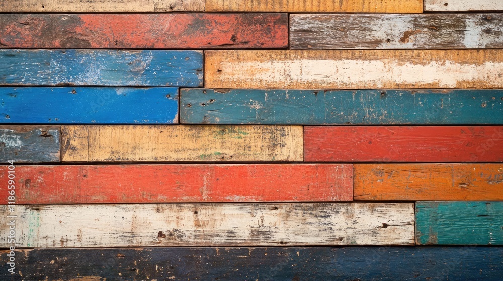Poster colorful vintage wooden planks background with a rustic texture suitable for design and creative pro