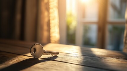 Open lock and key on wooden table with soft light creating a vintage interior atmosphere for safety and security concepts