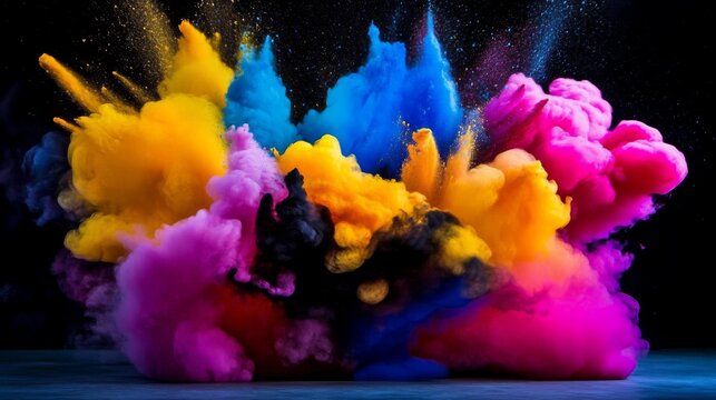 The contrast of colorful toner against a white background symbolizes innovation.