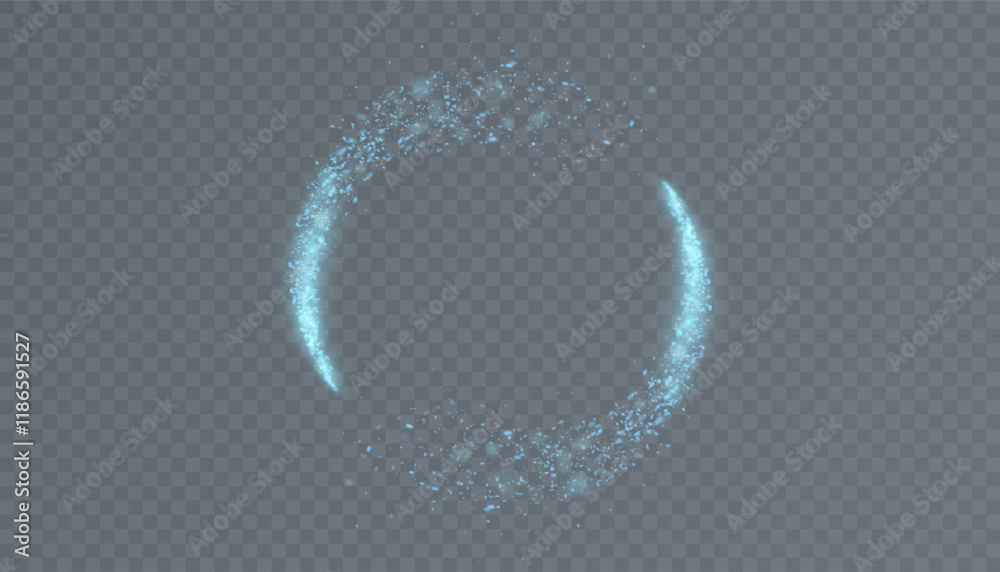 Poster bright magic light effect of bright comet glow in circle. glowing stardust ring circle, shiny sparkl