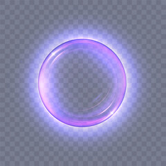 Vivid purple magic light effect of bright glow in circle. Glowing ring circle of light for web design and illustration.