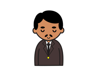 目をとじるアジア人ビジネスマン