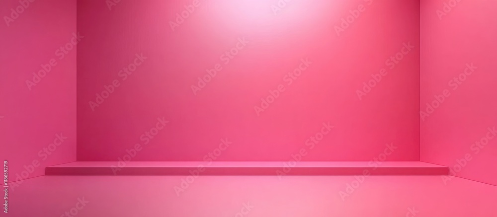 Poster Vibrant pink background with empty wall and floor space ideal for adding text or graphics in a modern design setting