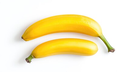 Two Ripe Yellow Bananas Displayed on Clean White Background Exuding Freshness and Vibrancy Ideal for Healthy Food Themes