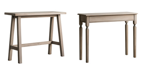 Fototapeta premium Pair of minimalist wooden desks in a clean modern design perfect for a home office or study space The simple elegant tables feature a sleek