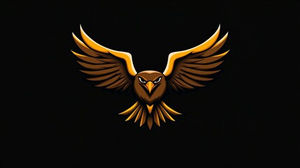Obraz premium Majestic eagle in flight, wings spread wide against a dark background. A powerful symbol of freedom and strength.