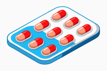 Capsules of antibiotic drug in blister pack vector art il