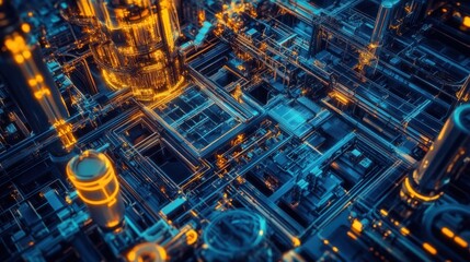 Fototapeta premium Abstract Futuristic Cityscape of Interconnected Pipes
