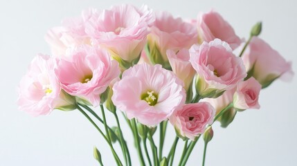 Elegant Round Bridal Bouquet Featuring Delicate Pink Lisianthus Flowers on Soft Background