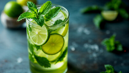 Lime and mint mojito cocktail
