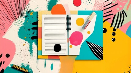 Obraz premium Creative art collage illustrating the theme of journaling.