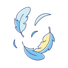bird feathers falling vector icon, pet day vector illustration - simple illustration of bird feathers falling perfect for logos, and pet day-themed designs.