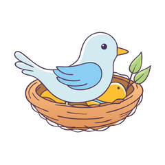 bird in nest vector icon, pet day vector illustration - simple illustration of bird in nest perfect for logos, and pet day-themed designs.