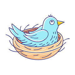 bird in nest vector icon, pet day vector illustration - simple illustration of bird in nest perfect for logos, and pet day-themed designs.