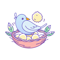 bird in nest vector icon, pet day vector illustration - simple illustration of bird in nest perfect for logos, and pet day-themed designs.