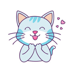 cat purring vector icon, pet day vector illustration - simple illustration of cat purring perfect for logos, and pet day-themed designs.
