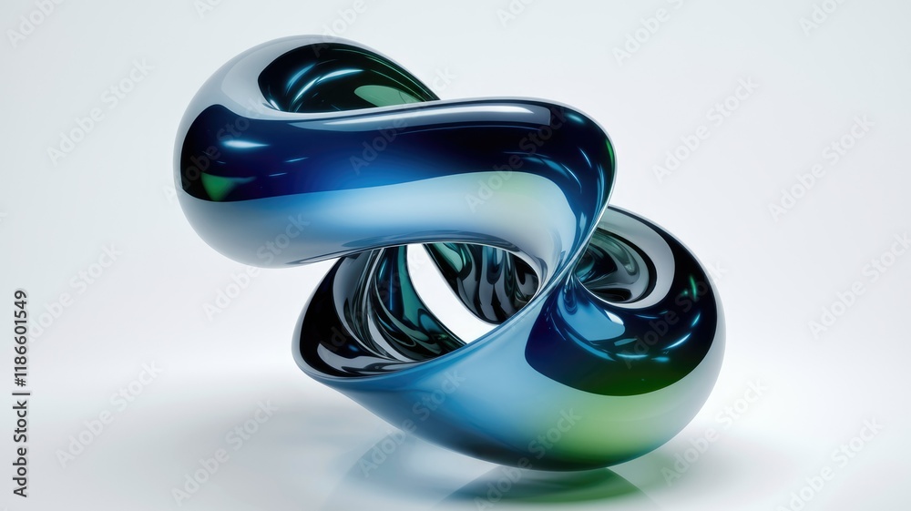 Aufkleber abstract 3d rendering of a glossy, intertwined blue and green form, evoking fluidity and modern desi