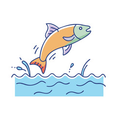 fish jumping out of water vector icon, pet day vector illustration - simple illustration of fish jumping out of water perfect for logos, and pet day-themed designs.