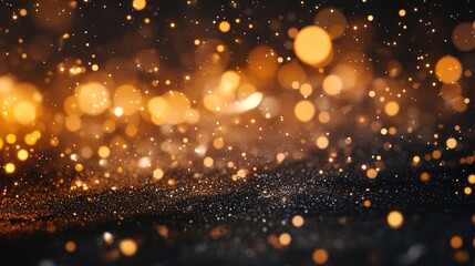 Fototapeta premium Golden bokeh shimmering abstract background with bright orbs and sparkles creating a dreamy festive atmosphere for your design needs