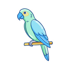 parrot on perch vector icon, pet day vector illustration - simple illustration of parrot on perch perfect for logos, and pet day-themed designs.