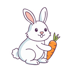 rabbit with carrot vector icon, pet day vector illustration - simple illustration of rabbit with carrot perfect for logos, and pet day-themed designs.