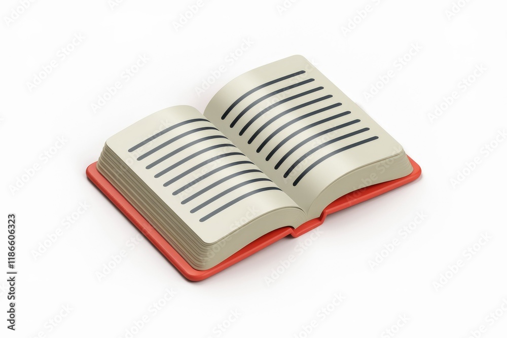 Poster a 3d rendered image of an open book with blank pages, suggesting reading, knowledge, or education.