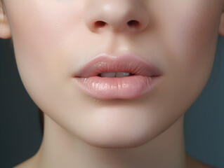 Naklejka premium Close up of beautiful natural full lips of a woman
