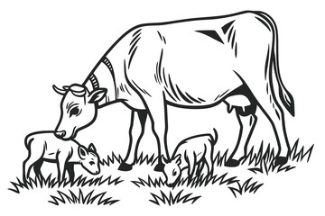 A cow with clave vectors with a white background