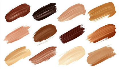 Vector Illustration of Various Shades of Brown Liquid Foundation with Paint Strokes