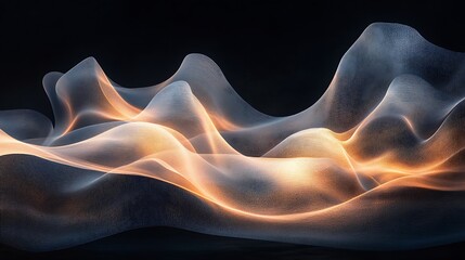 Fototapeta premium Flowing light waves abstract space digital art dark background dynamic view