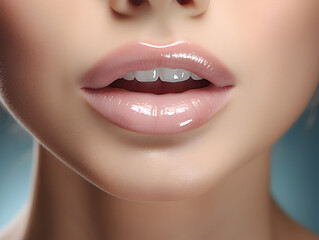 Fototapeta premium Close up of beautiful natural full lips of a woman