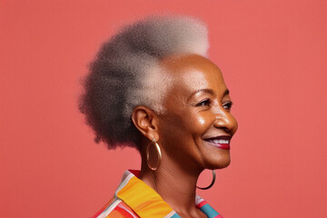 Stylish Afro Hair with Colorful Striped Shirt