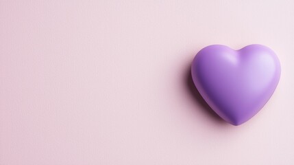 Fototapeta premium A soft purple heart shape rests on a light pink background, evoking feelings of love and tenderness.