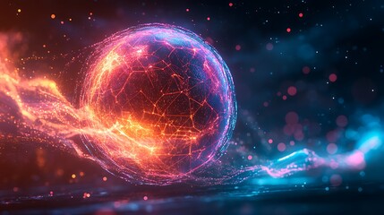 Dynamic energy sphere in cosmic space digital art futuristic view