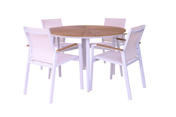 Modern dining table set, wooden top