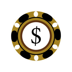 A dollar chip in a casino, game, establishment, money, win, luck