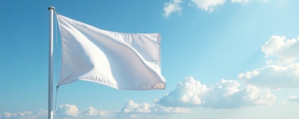 waving white flag on cloudy sky with gentle breeze , sky, serene