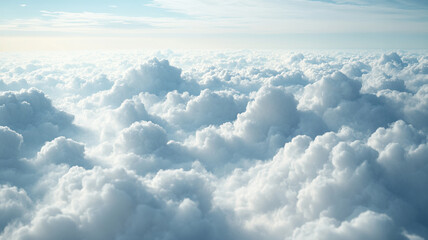 Aerial View of a Stunning Cumulus Cloud Sea Heavenly White Cloudscape Soft Light