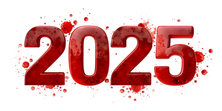The 3d text illustration of the number 2025 in red symbolizes a new year, a holiday celebration