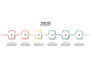 Timeline infographic template. 6 Step timeline infographics template. presentation graph. Business concept with 6 options, vector illustration.