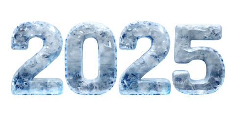 new year 2025 text effect with ices